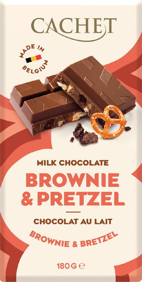 CACHET TABLET MELK 31% BROWNIE & PRETZEL 15X180GR
