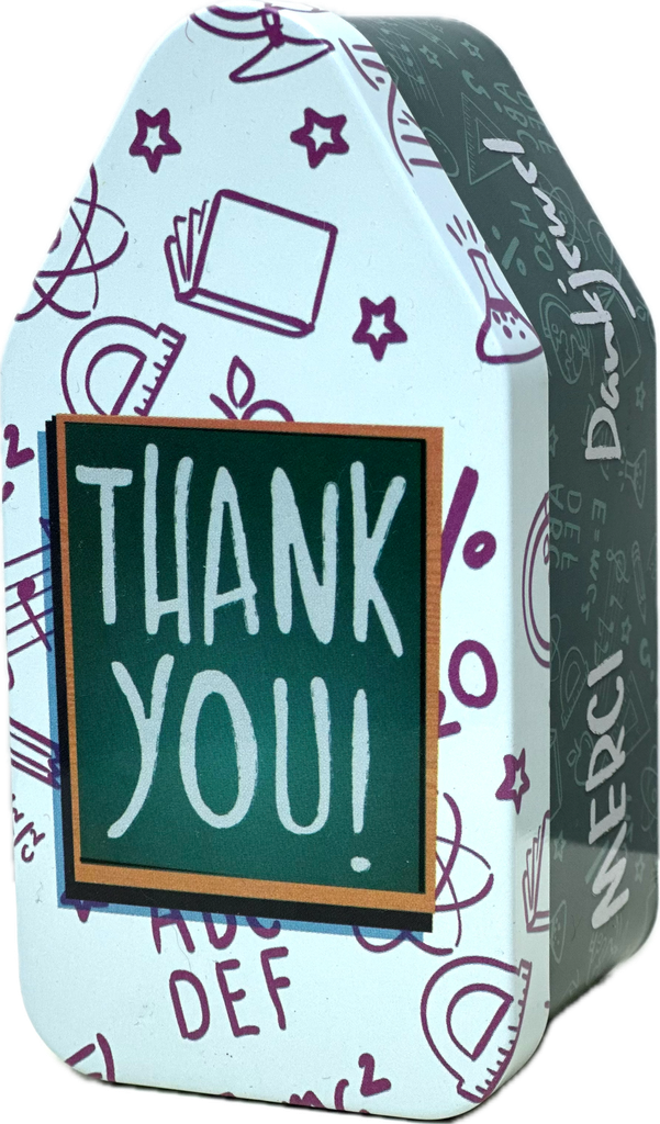 [SH/SCHOOL] LEEG TINNEN BLIK HUIS "THANK YOU" KLEIN 24ST