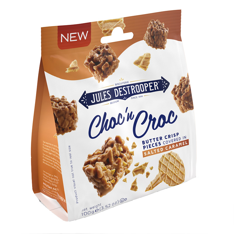 DESTR CHOC & CROC NATUURBOTERWAFEL SALTED CARAMEL 8 X 100 GR