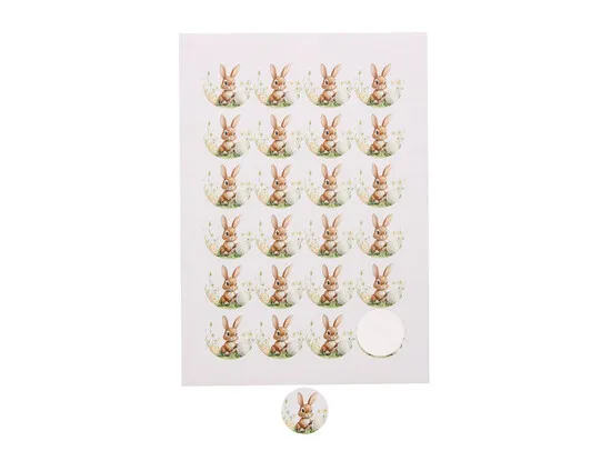 #VERP - STICKER ROND BUNNY CARAMEL 4cm 24 op blad