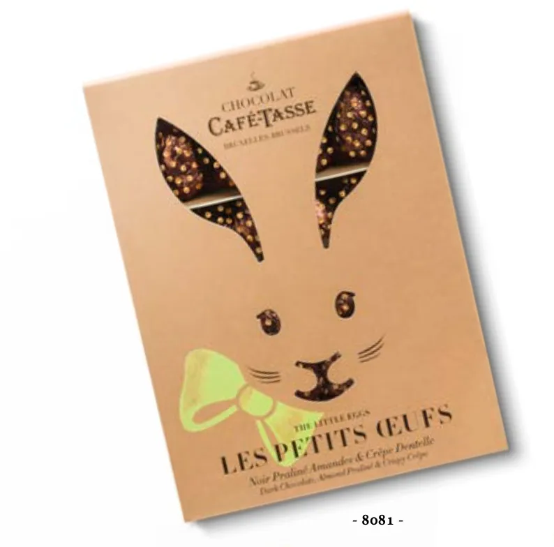 CAFE-TASSE DOOSJE MET KONIJN EITJES FONDANT PRALINé FEUILLETINE 12 X 136 GR 