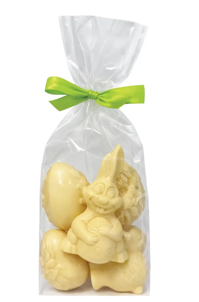 [LINP401] DELICE HOLGOED ZAKJE EITJES EN FIGUURTJES WIT 100 GR X 8 STUKS