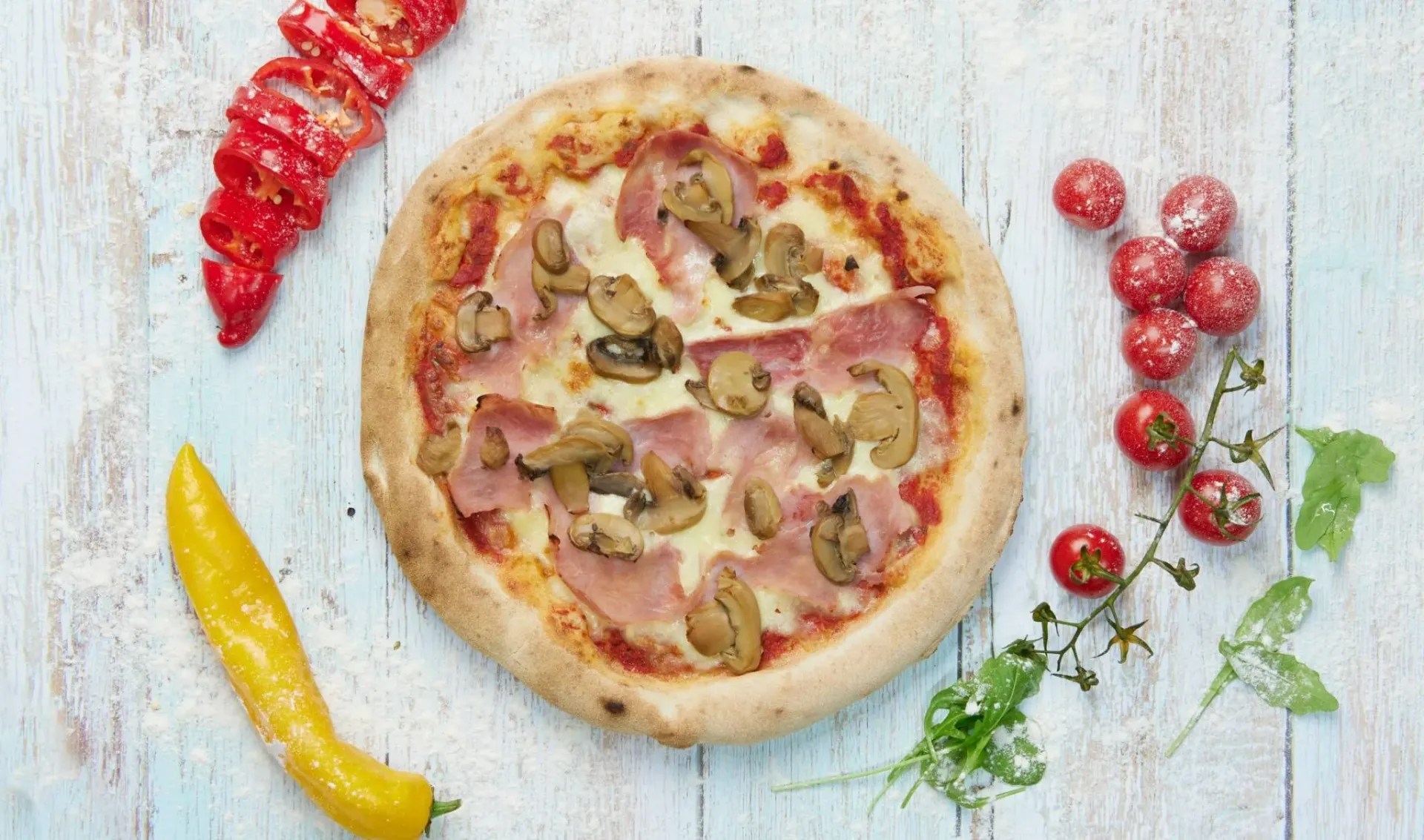 PIZZA SI COOKED HAM MUSHROOM 28CM 15ST <*_*>