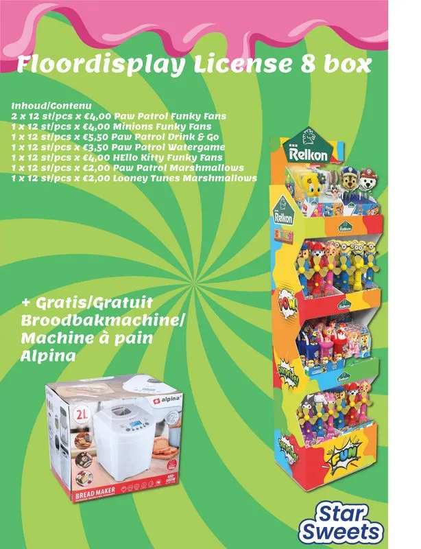 [15052158] FLOORDISPLAY LICENSE 8 BOX + GRATIS ALPINA BROODBAKMACHINE (FOLD 03 '26)