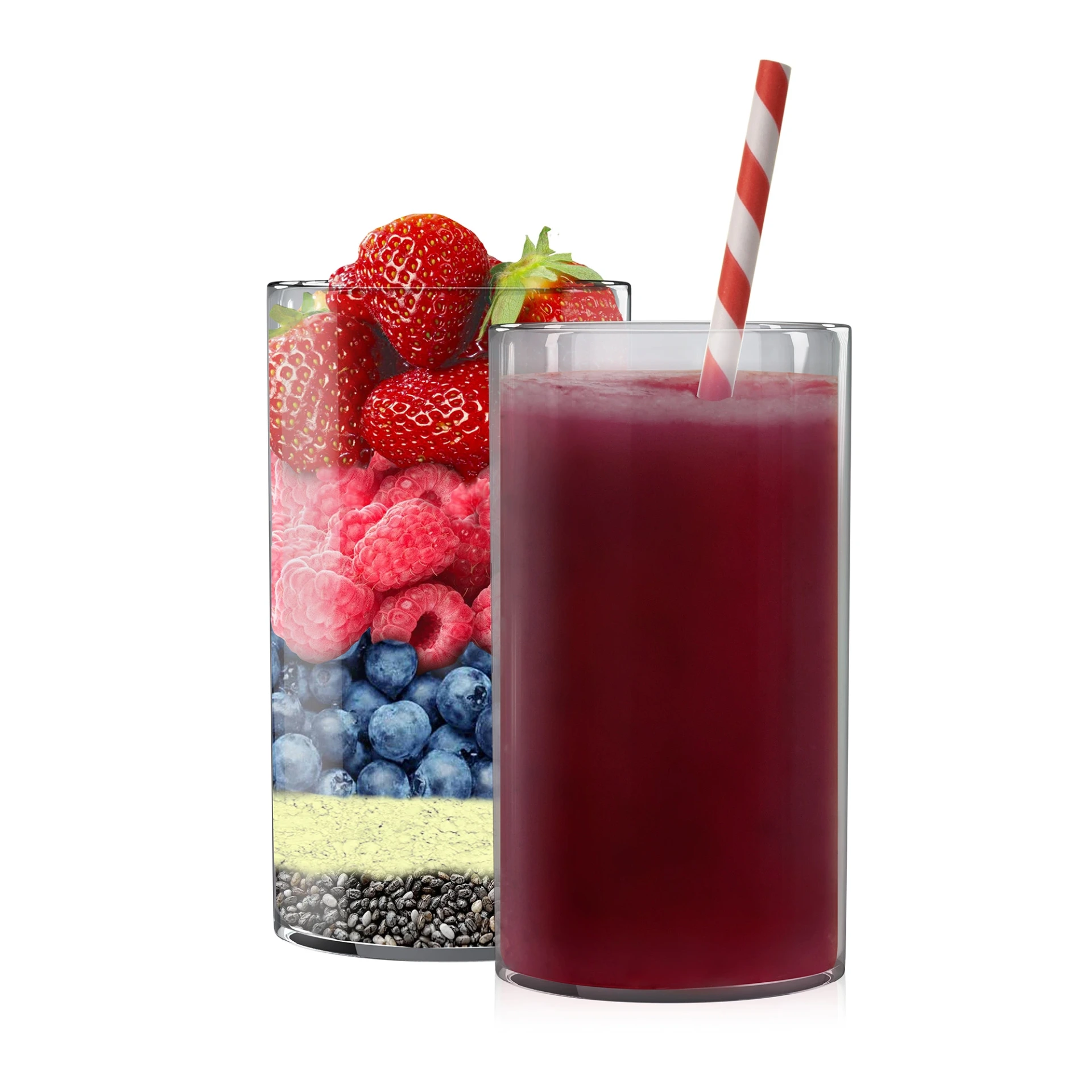 WOW PROTEINE SMOOTHIE RED POWER CHARGER ( AARDBEI/FRAMBOOS/BOSBES/CHIAZAAD & ERWTEN EIWIT)  33 X 150 GR <*_*>