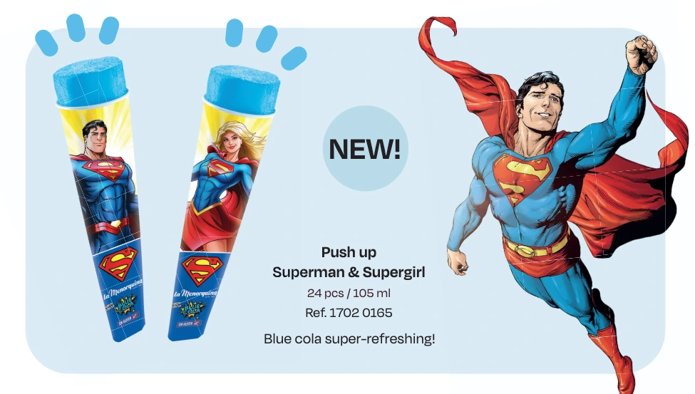MEKABE PUSH UP SUPERMAN & SUPERGIRL BLAUW 24 X 105 ML <*_*>