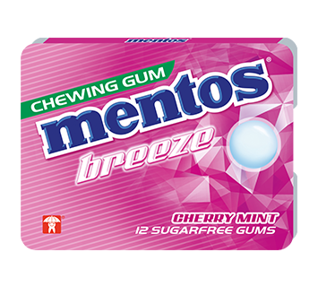 MENTOS GUM BREEZE CHERRYMINT (ROZE BLISTER) - 12ST