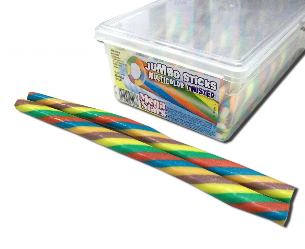 [14566] JUMBO STICKS OILED TWISTED MULTICOLOR 40 ST