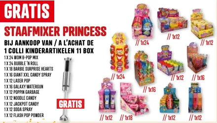 [90098587] COLLI KINDERARTIKELEN 11 BOX + GRATIS STAAFMIXER PRINCESS (FOLD 09 26)