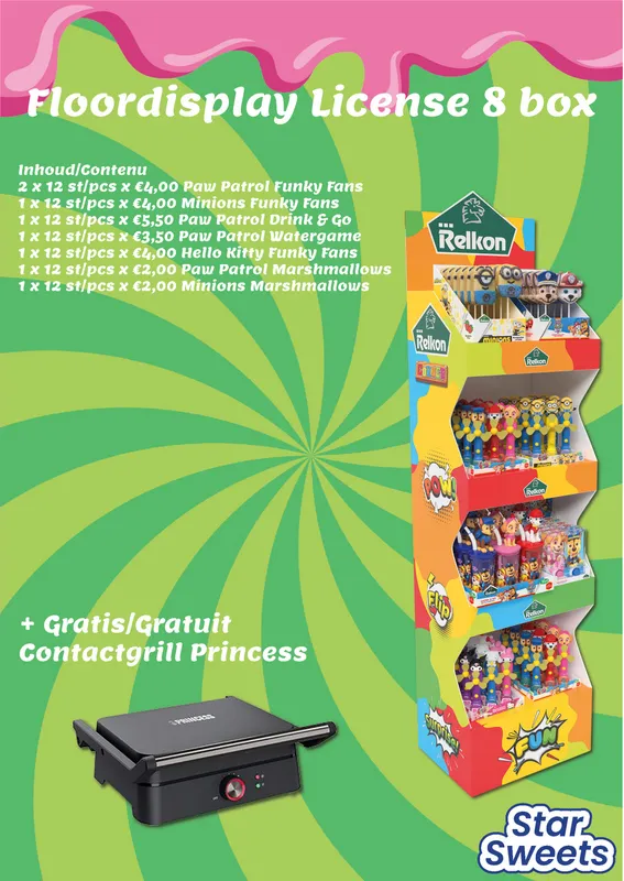 [15052159] FLOORDISPLAY LICENSE 8 BOX + GRATIS: CONTACTGRILL PRINCESS (FOLD 5 '26)