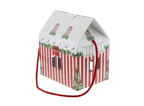 [KAR76484RO] #VERP - HUIS CHRISTMAS MARKET ROOD/WIT  H22 - 10stuks