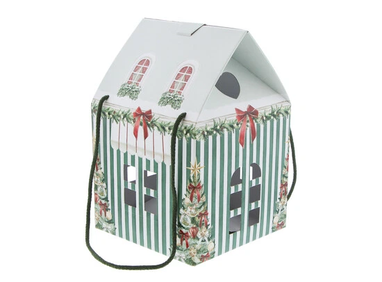 [KAR76586] #VERP - HUIS CHRISTMAS MARKET GROEN/WIT  H30 - 10stuks