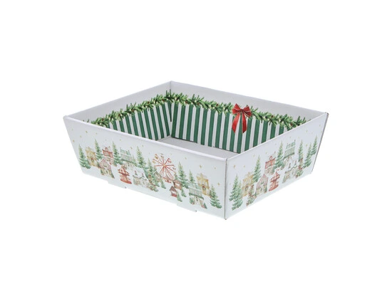 [KAR76544] #VERP - BAKJE CHRISTMAS MARKET GROEN/WIT 23x17x8  -  10stuks