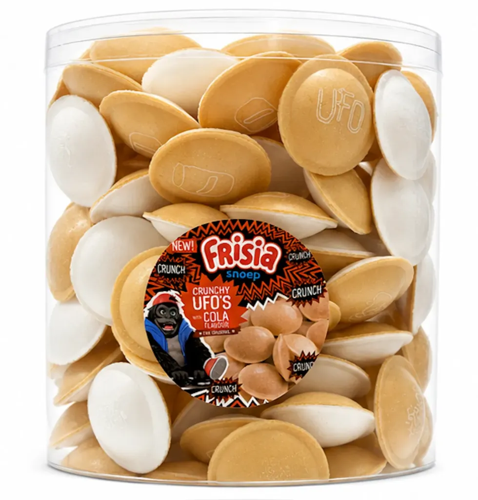 [FRIS/001] FRISIA CRUNCHY UFO'S COLA SMAAK +/- 200 STUKS