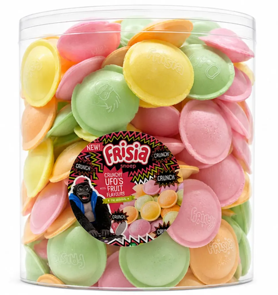 [FRIS/003] FRISIA CRUNCHY UFO'S FRUIT SMAAK +/- 200 STUKS