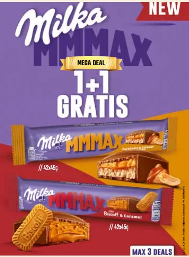 [MMMAX 1+1] COLLI MILKA MMMAX PEANUT + MMMAX BISCOFF GRATIS (FOLD 09 26)