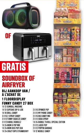 FLOORDISPLAY FUNNY CANDY 27BOX + GRATIS SOUNDBOX OF AIRFRYER (FOLD 09 26)