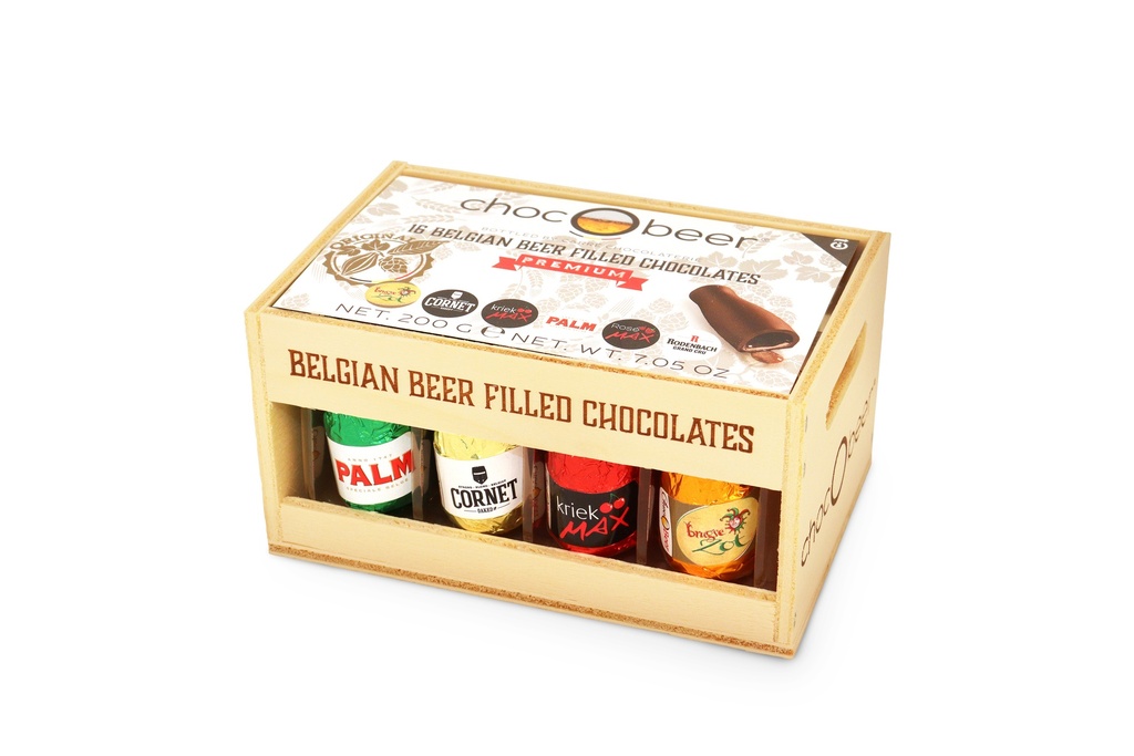 CHOCOBEER HOUTEN BIERBAKJE 12 X 200GR