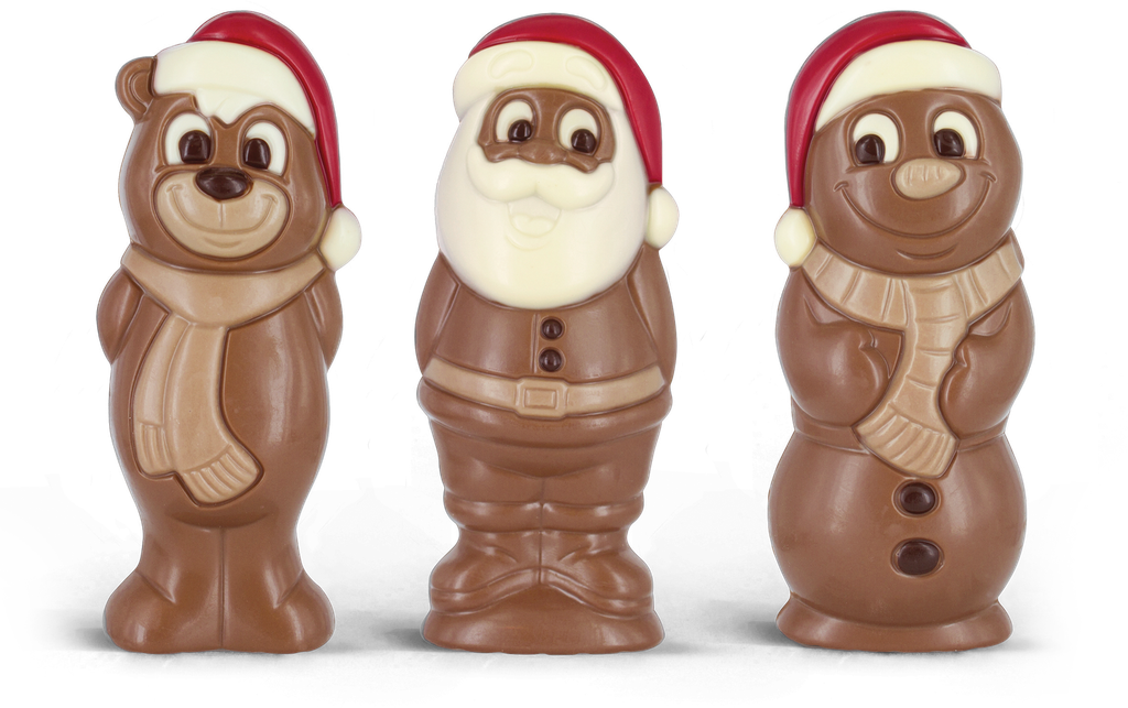 BELFINE KERSTFIGUURTJES KERSTBEER WICKY & KERSTMAN WILLY & SNEEUWMAN WOODY 12 X 55 GR