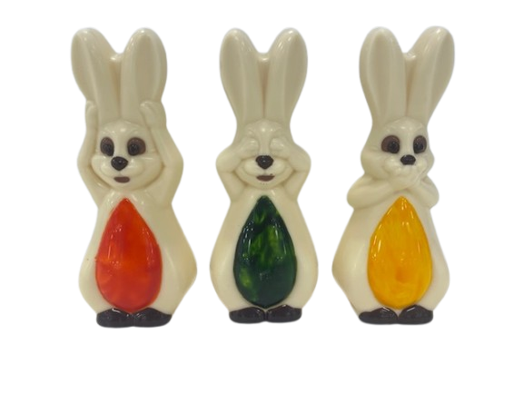 [HPW29] BGL TRIO PÂQUES "entendre voir et se taire" BLANC -  16 CM - 6 PCS