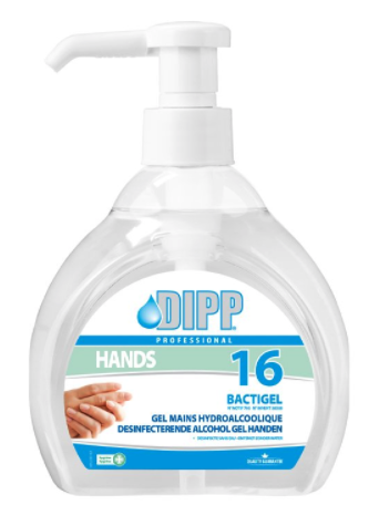 [DIP/1695] DIPP NR 16. DESINFECTERENDE ALCOHOL GEL HANDEN 500 ML (+ POMP)