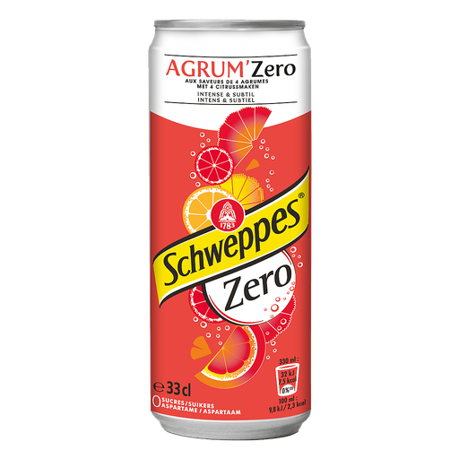 [F18704 ] SCHWEPPES BLIK AGRUM ZERO 4X6X33CL