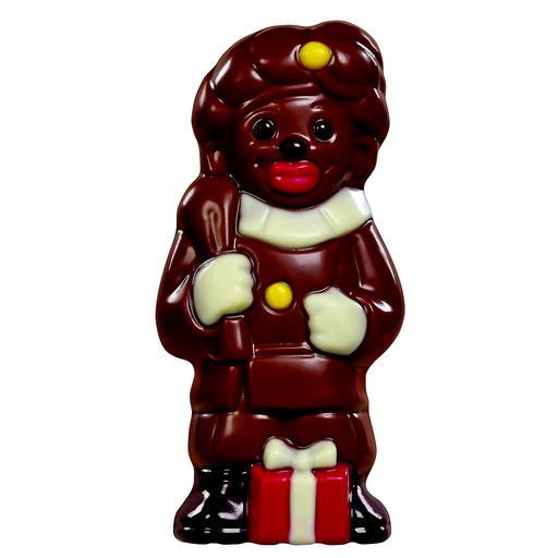 [SNRF45030] DESCH LACHENDE ZWARTE PIET FONDANT DECO R/G- 12,5CM - 18X 35GR