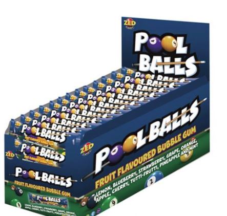[028/003074] ZED POOL BALLS BUBBLEGUM 4-BALL X 50 ST 