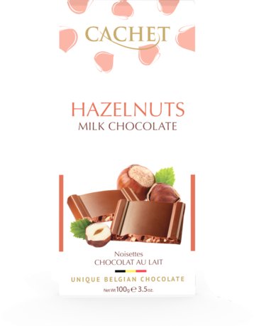 [C21432] CACHET TABLET MELK MET HAZELNOOT GRANULAAT 100 G X 12