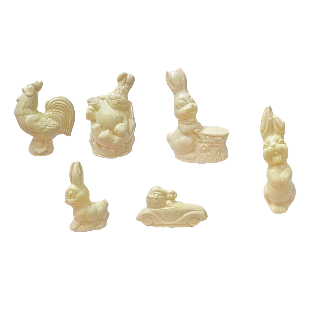 [P100W] MEROUT DEMI-GRANDS SUJETS PÂQUES BLANC 6PCS - 1,10KG  