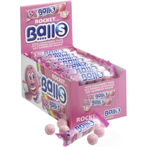 [ASTR/751000014] ROCKET BALLS ZURE KOGELS AARDBEI STRIPS 50 X 5ST