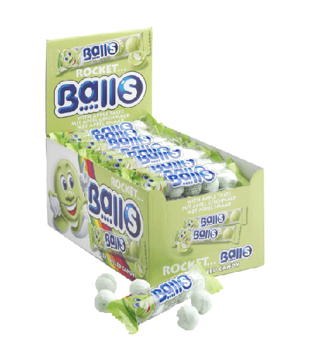 [ASTR/751010014] ROCKET BALLS ZURE KOGELS APPEL STRIPS 50 X 5ST