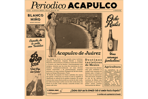 [LA1532.1] LA STREETFOOD NEWSPAPER ACAPULCO BRUIN 30 X 30 CM