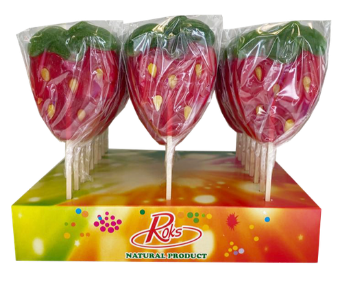 [ROKS91S] ROKS AARDBEI LOLLY 80 GR X 27 STUKS