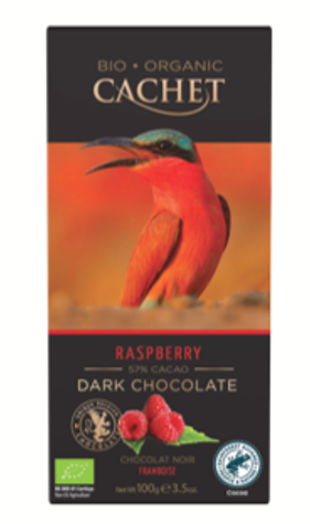 [C21360] CACHET BIO 57% CHOC FONDANT FRAMBOOS 12 X 90 gr (21368)