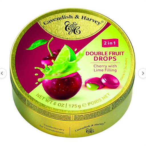 [6852] CAVENDISH & HARVEY DOUBLE FRUIT DROPS CHERRY- LIME FILLING 9 X 175 GR