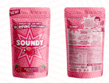 [003/007916] SOUNDY HARD POPPING CANDY AARDBEI 16 ST