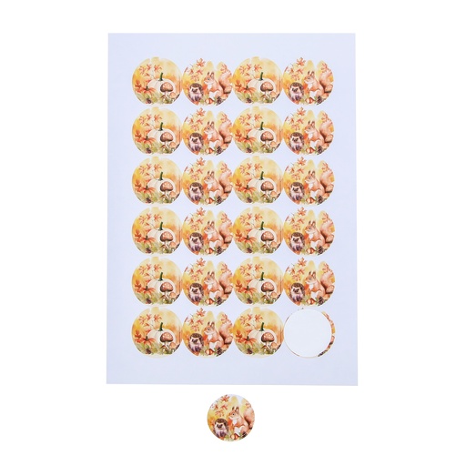 [ETI94965] #VERP - STICKER 4CM ROND AUTUMN SCENE 24ST OP BLAD
