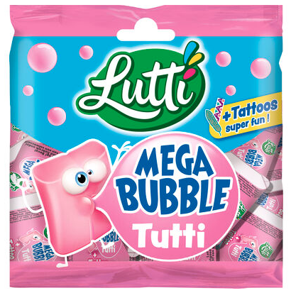 [029/009468] LUTTI MEGA BUBBLE TUTTI FRUTTI 20X85GR