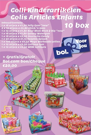 [90098565] COLLI KINDERARTIKELEN 10 BOX + GRATIS BOL.COM BON €20,00 (FOLD 5 '25)
