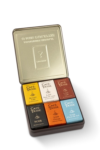 [8427] CAFE-TASSE METALEN BLIK 18 MINI TABLETJES 12X162GR